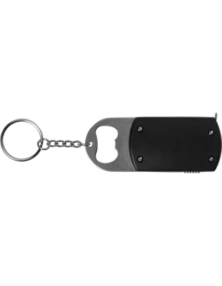Brelok do kluczy, lampka LED, otwieracz do butelek, miara 1m-V9458
