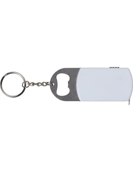 Brelok do kluczy, lampka LED, otwieracz do butelek, miara 1m-V9458