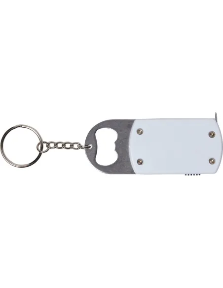Brelok do kluczy, lampka LED, otwieracz do butelek, miara 1m-V9458