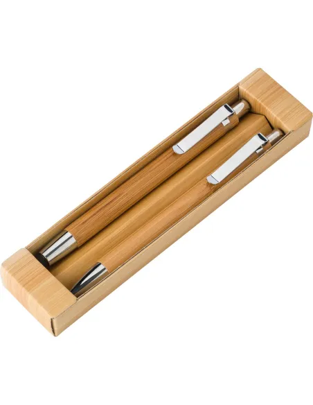 Bambusowy zestaw piśmienniczy, długopis touch pen i ołówek mechaniczny-V1803