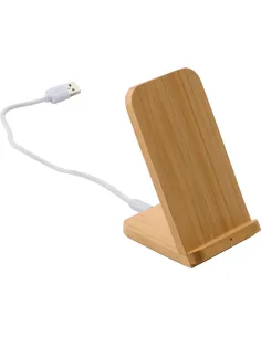 Bambusowa ładowarka bezprzewodowa 5W, stojak na telefon-V0186 2