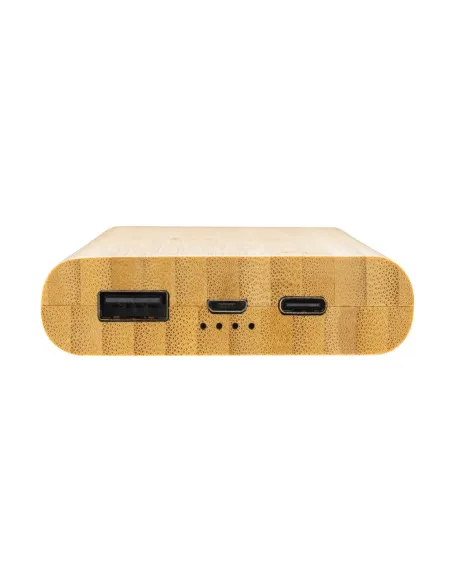 Bambusowy, bezprzewodowy power bank 8000 mAh, ładowarka bezprzewodowa 5W-P322.35