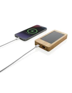 Bambusowy power bank 10000 mAh, ładowarka słoneczna-P322.39 2