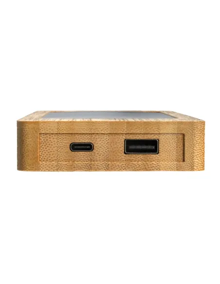 Bambusowy power bank 10000 mAh, ładowarka słoneczna-P322.39