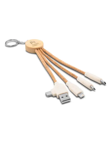 Korkowy kabel do ładowania B'RIGHT, bambusowy element, brelok do kluczy | Antez-V1294