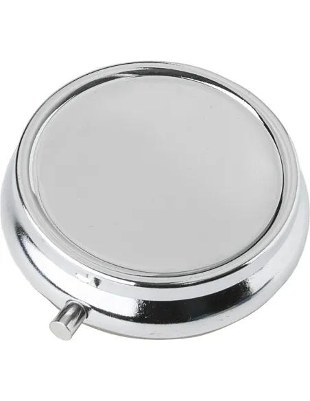 Metalowy pojemnik na tabletki z 3 przegrodami, lusterko-V1536