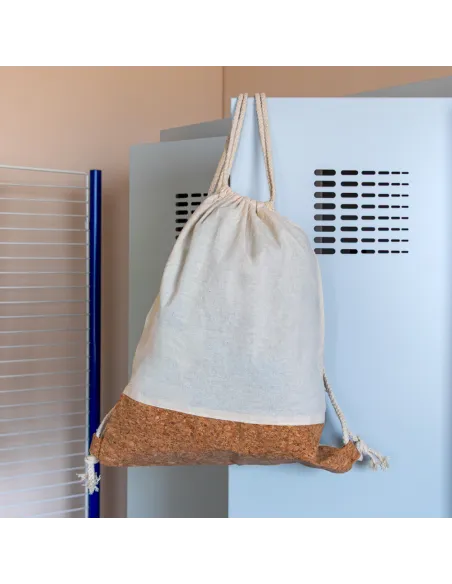 Bawełniany worek ze sznurkiem z korkowym elementem | Rontay-V2246