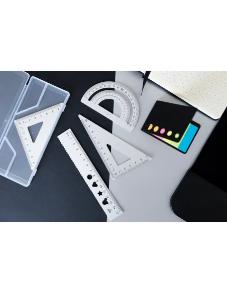 Zestaw szkolny, linijki, 2 ekierki i kątomierz | Kaulana-VA054