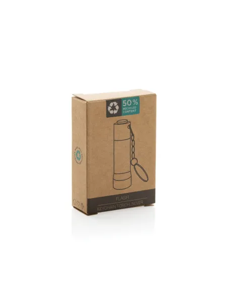 Brelok do kluczy z aluminium z recyklingu, latarka Flash-P514.04