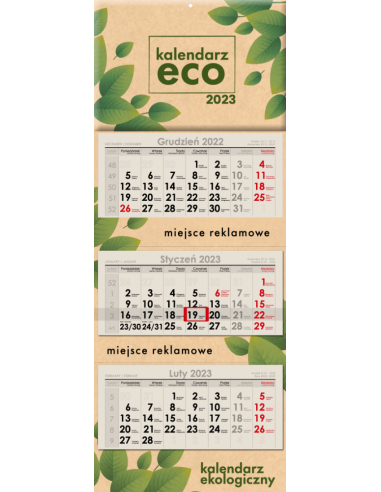 Kalendarz trójdzielny eco (pakiet 25szt)