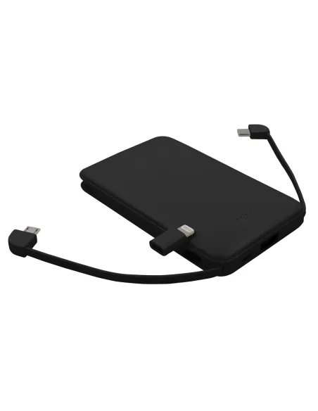 Power bank 5000 mAh ze zintegrowanymi kablami, adapter w komplecie | Presley-V0905