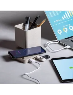 Ładowarka bezprzewodowa 5W ze słomy pszenicznej, hub USB 2.0, pojemnik na przybory do pisania, stojak na telefon-V0116 2