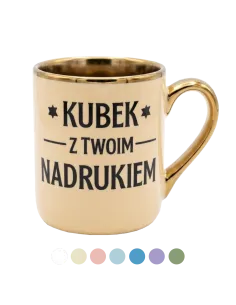 KUBEK Z TWOIM NADRUKIEM ELEGANT KREMOWY LOGO WZÓR NADRUK PREZENT