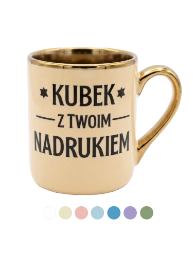 KUBEK Z TWOIM NADRUKIEM ELEGANT KREMOWY LOGO WZÓR NADRUK PREZENT
