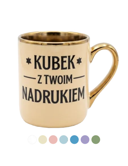 KUBEK Z TWOIM NADRUKIEM ELEGANT KREMOWY LOGO WZÓR NADRUK PREZENT