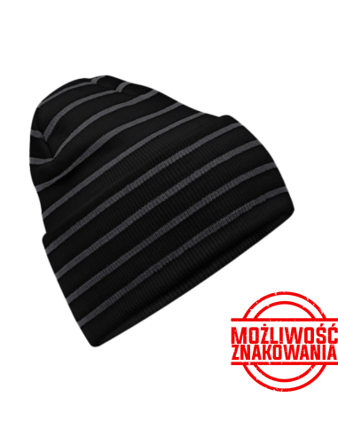 CZAPKA ZIMOWA Z NADRUKIEM BEECHFIELD BEANIE W PASKI B39R