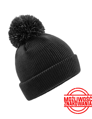 CZAPKA ZIMOWA Z NADRUKIEM BEEECHFIELD DZIECIĘCA Z POMPONEM REFLECTIVE BOBBLE B406b