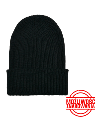 CZAPKA ZIMOWA Z NADRUKIEM FLEXFIT RECYCLED YARN RIBBED KNIT 1504RY