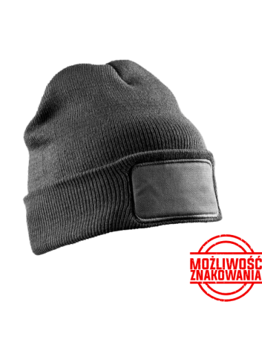 CZAPKA ZIMOWA Z NADRUKIEM RESULT Z NASZYWKĄ DOUBLE KNIT PRINTERS RC027X