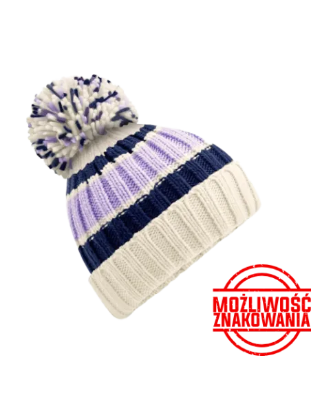 CZAPKA ZIMOWA Z NADRUKIEM BEECHFIELD Z PASKAMI HYGGE B392