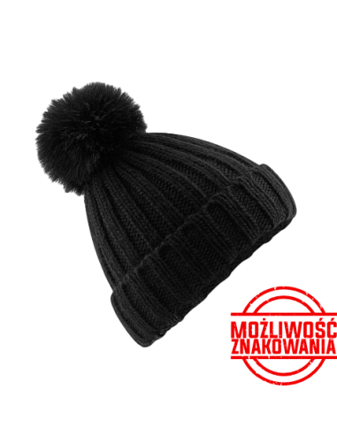 CZAPKA ZIMOWA Z NADRUKIEM BEECHFIELD Z POMPONEM CHUNKY B413