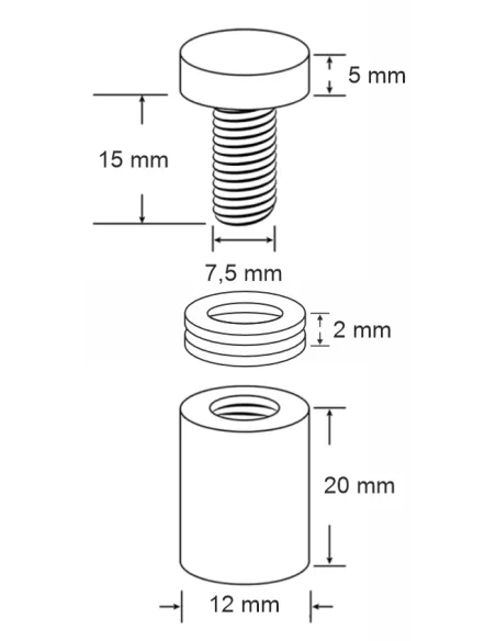 4 DYSTANSE MONTAŻOWE 12x25mm + KOŁKI MONTAŻOWE GRATIS