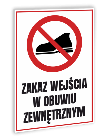 TABLICZKA ZAKAZUJĄCA WEJSCIA W OBUWIU ZEWNĘTRZNYM