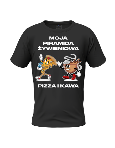 KOSZULKA MĘSKA PIRAMIDA ŻYWIENIOWA ŚMIESZNA Z NADRUKIEM Z NAPISAMI