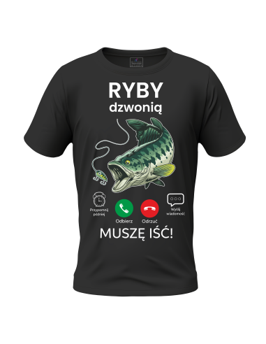 KOSZULKA MĘSKA WĘDKARSKA DLA WĘDKARZA PREZENT RYBY WĘDKARZ ŚMIESZNA