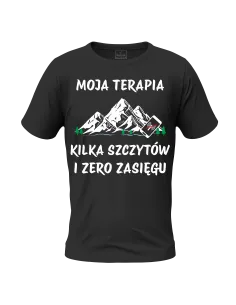 KOSZULKA MĘSKA DLA PODRÓŻNIKA PREZENT GÓRY TERAPIA KILKA SZCZYTÓW