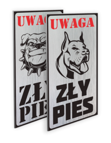 TABLICZKA UWAGA ZŁY PIES DIBOND 20X10 CM WZORY