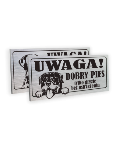 TABLICZKA UWAGA DOBRY PIES GRYZIE BEZ OSTRZEŻENIA DIBOND 10X20CM WZORY