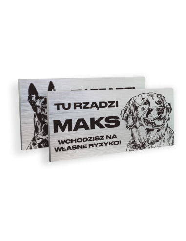 TABLICZKA UWAGA TU RZĄDZI PIES Z IMIENIEM DIBOND 10X20CM WZORY