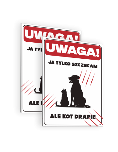 TABLICZKA UWAGA PIES UWAGA KOT ŚMIESZNA PCV 20X30 CM WZORY