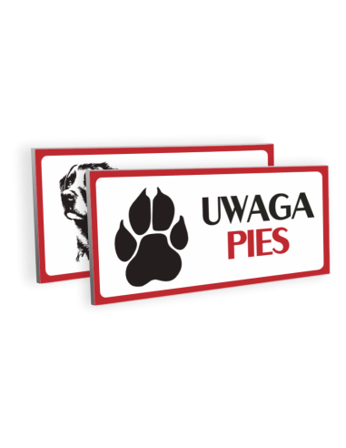 TABLICZKA UWAGA PIES PCV 20X10CM WZORY