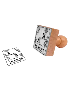 PIECZĄTKA ŚLUBNA KWADRATOWA 4x4 CM WZORY + PODUSZKA Z TUSZEM