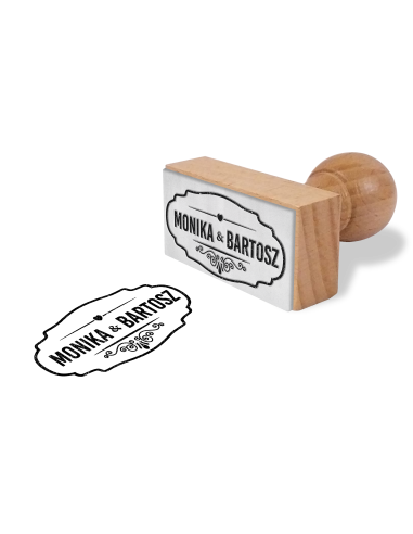 PIECZĄTKA ŚLUBNA PROSTOKĄTNA 2,5x5 CM WZORY + PODUSZKA Z TUSZEM