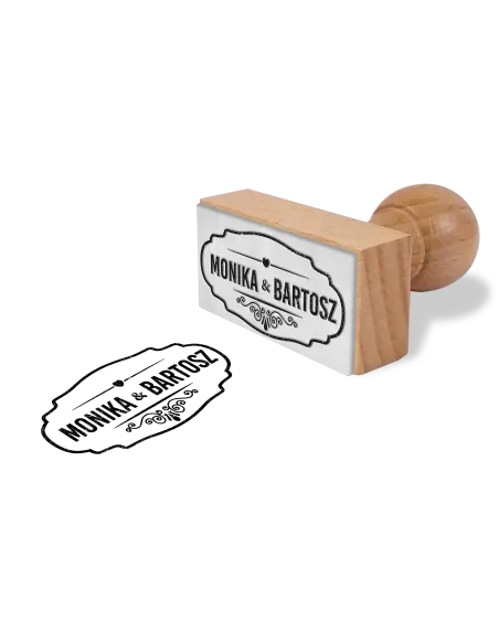 PIECZĄTKA ŚLUBNA PROSTOKĄTNA 2,5x5 CM WZORY + PODUSZKA Z TUSZEM