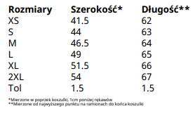 Tabela rozmiarów