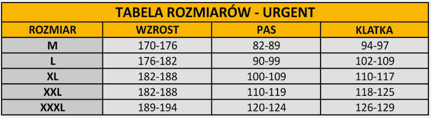 Tabela rozmiarów